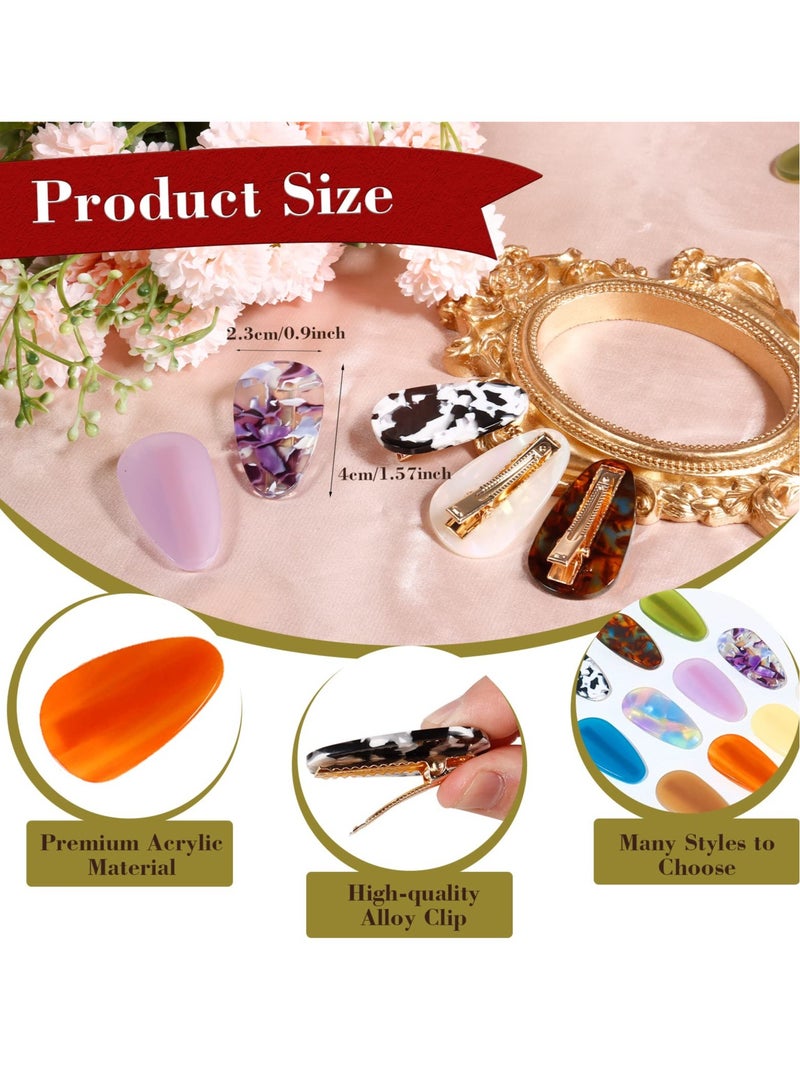 Excefore 12PCS Teardrop Shaped No Bend Hair Clips Colorful Acrylic Resin Creaseless Hair Barrettes for Women Teens and Girls Perfect for Makeup and Hairstyle Accessories - Image 5