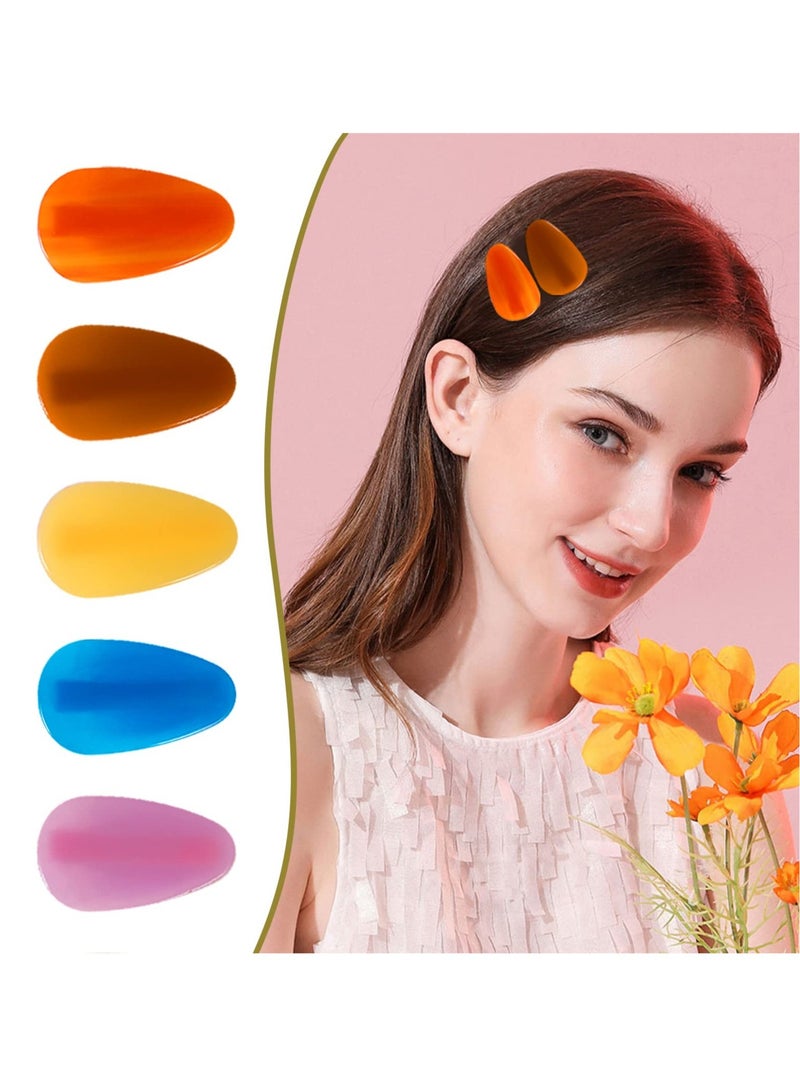 Excefore 12PCS Teardrop Shaped No Bend Hair Clips Colorful Acrylic Resin Creaseless Hair Barrettes for Women Teens and Girls Perfect for Makeup and Hairstyle Accessories - Image 2