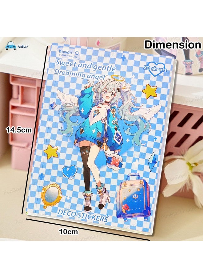 FunBlast Kawaii Stickers Book - 40 Sheets/800 Stickers, Japanese Style Decorative Stickers, Korean Self-Adhesive Kawaii Sticker, Cartoon Theme Sticker for Girls (Pink-Blue)-Pack of 2 - Image 3