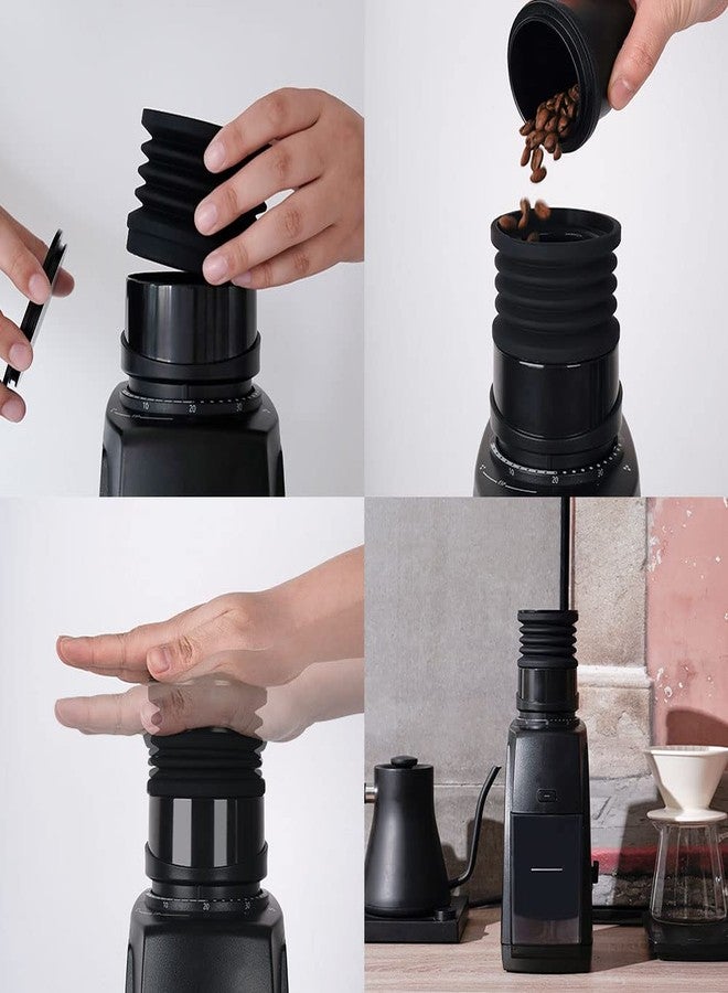 WATCHGET Coffee Grinder Single Dose Hopper Compatible with Baratza Encore Coffee Grinder Silicone Bellow with Mental Lid for Blow Out Residual Coffee Grounds Black - Image 3