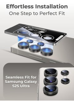 glassology Samsung Galaxy S25 Ultra Camera Lens Guard, Shatterproof, High Transparency, Case Friendly design, Premium Tempered Glass, Ensure durability and clarity. Black  - Image 3