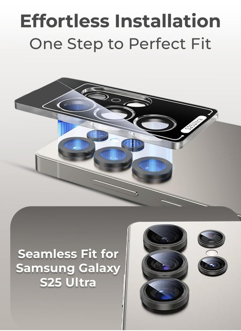 glassology Samsung Galaxy S25 Ultra Camera Lens Guard, Shatterproof, High Transparency, Case Friendly design, Premium Tempered Glass, Ensure durability and clarity. Black  - Image 3