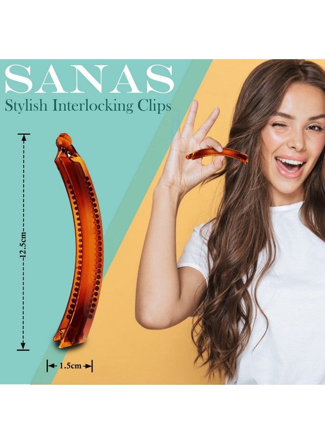 Sanas Banana Clips 4 Pcs Hair Clip Banana Clips For Hair Big Size Women Hair Accessories Korean Hair Accessories Banana Clips For Hair Stylish Hair Self Lock Hair Clutches 4Pc - Image 3