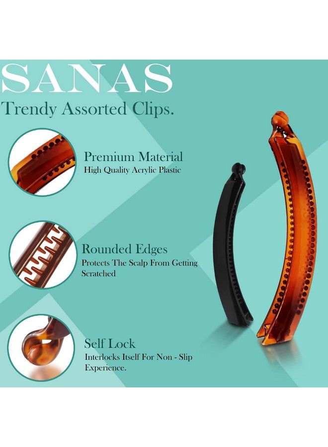 Sanas Banana Clips 4 Pcs Hair Clip Banana Clips For Hair Big Size Women Hair Accessories Korean Hair Accessories Banana Clips For Hair Stylish Hair Self Lock Hair Clutches 4Pc - Image 4