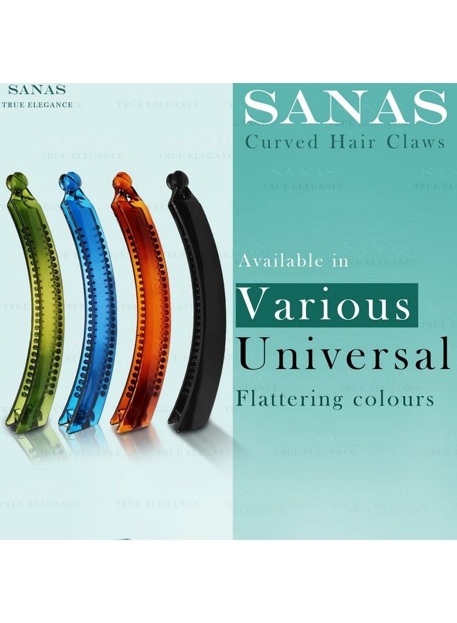 Sanas Banana Clips 4 Pcs Hair Clip Banana Clips For Hair Big Size Women Hair Accessories Korean Hair Accessories Banana Clips For Hair Stylish Hair Self Lock Hair Clutches 4Pc - Image 5