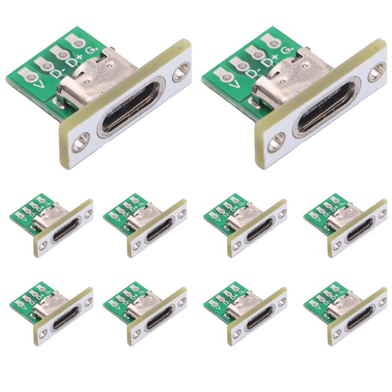 Teansic 10PCS DIY OEM Type C Female Connector,USB C Panel Mount Converter with PCB Board - Image 1