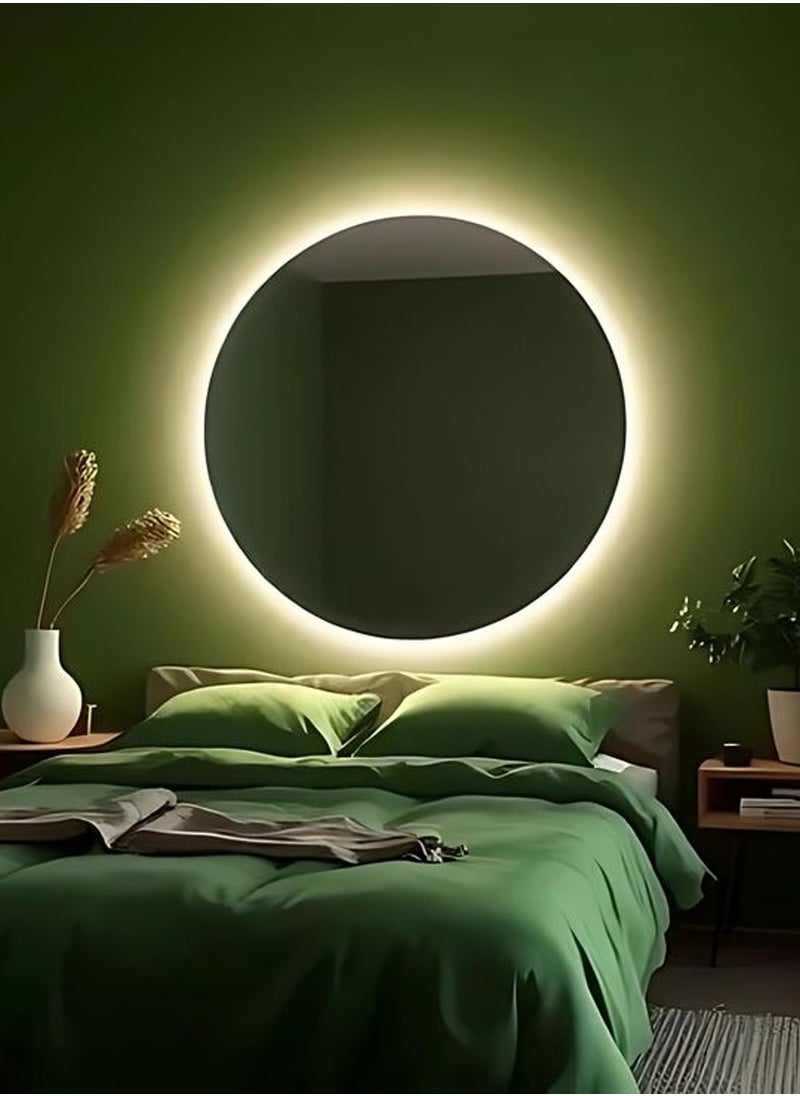 Furniture Factory Round Makeup Mirror 80 x 80 cm LED Lighted Vanity Mirror for the Perfect Makeup Experience and a Modern Decorative Touch  - Image 4
