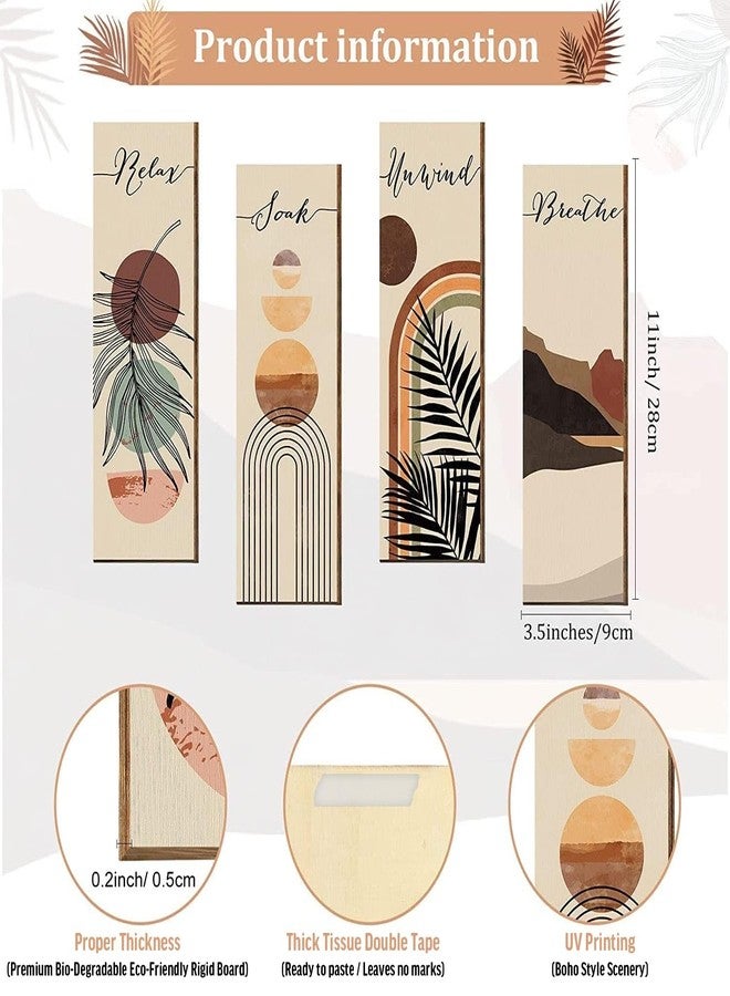 Birch & Co. ديكورات جدارية لغرفة المعيشة - معلقات جدارية لتزيين المنزل - قطع ديكور جدارية لغرفة المعيشة - لوحات جدارية - ديكور جداري لغرفة النوم - لوح معاد تدويره صديق للبيئة - ديكور جداري بشريط لاصق مزدوج، 4 قطع - Image 2