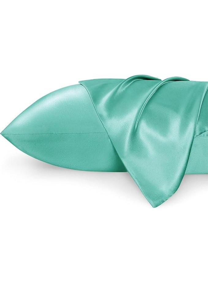 2-Pack Luxurious Mulberry Silk Pillowcases, 25 Momme Satin Weave, Hypoallergenic Solid Color Envelope Closure, Hand Wash Only, Designed for Hair and Skin,120-140gsm - Image 1