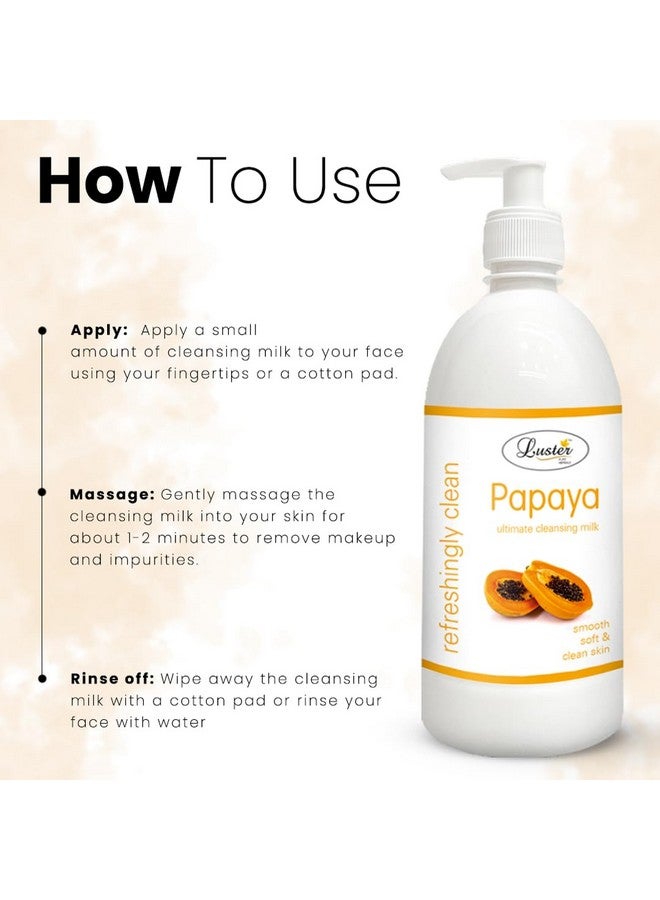 لاستر حليب التنظيف الفائق بالبابايا | غني بالمكونات الطبيعية | لبشرة ناعمة ونظيفة | حليب التنظيف لإزالة المكياج (خالي من البارابين والكبريتات) - 500 مل - Image 4