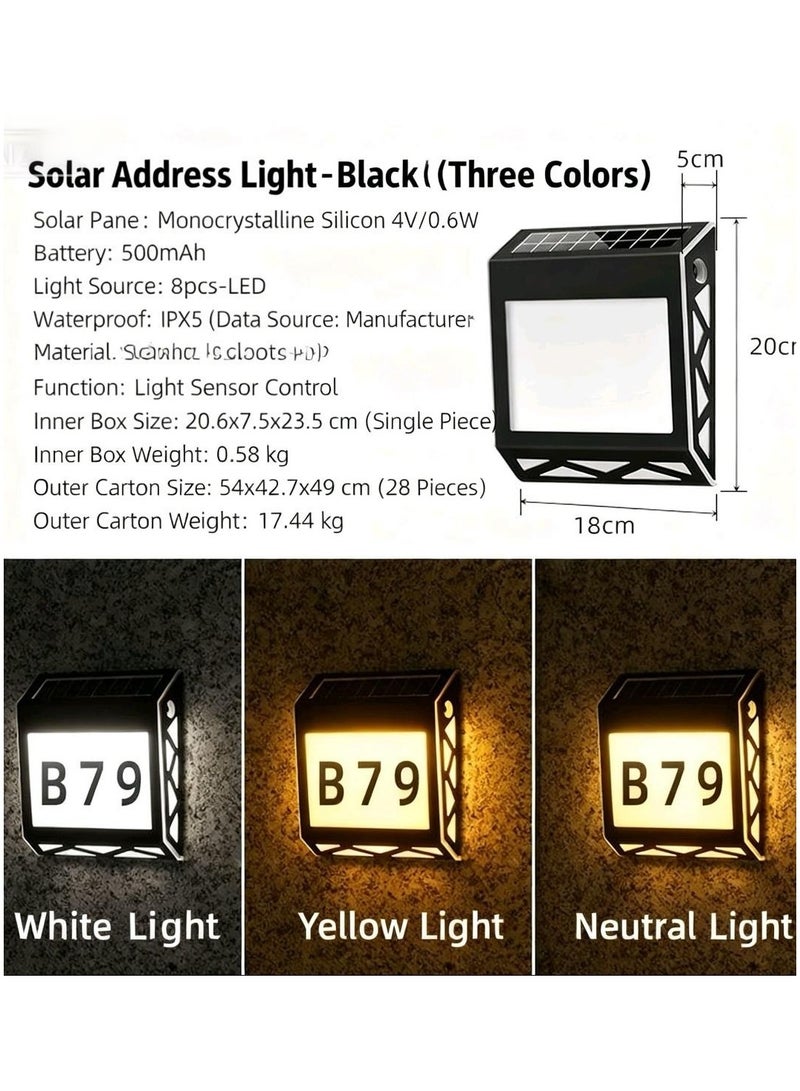 JAYATO Cross-border solar lights, house lights, outdoor digital lights, waterproof LED indicator lights, home courtyard wall lights at the door. - Image 2
