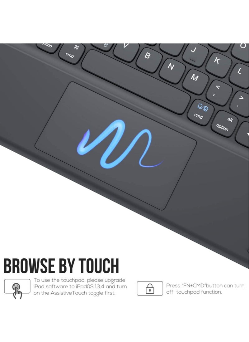 Generic - Keyboard Case with Touchpad for iPad 10.2 9th Generation 2021/8th Gen 2020/7th Gen 2019 Magnetically Detachable Wireless Keyboard Case for iPad New 10.2 Built-in Trackpad&Pencil Holder (Black) - Image 1