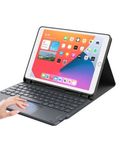 Keyboard Case with Touchpad for iPad 10.2 9th Generation 2021/8th Gen 2020/7th Gen 2019 Magnetically Detachable Wireless Keyboard Case for iPad New 10.2 Built-in Trackpad&Pencil Holder (Black)