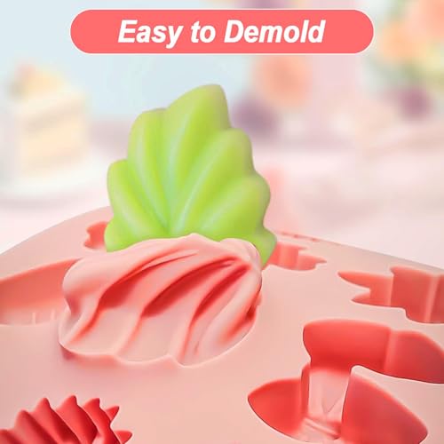Fuehbur Flower Candy Floral Silicone Molds 2PCS, Chocolate Moulds with Daisy Tulip Rose Bow Tie Leaf Jello Design, 18 Cavity Ice Mold Pudding for Cake Desserts Making, Cupcake Toppers - 2 Pack - Image 4