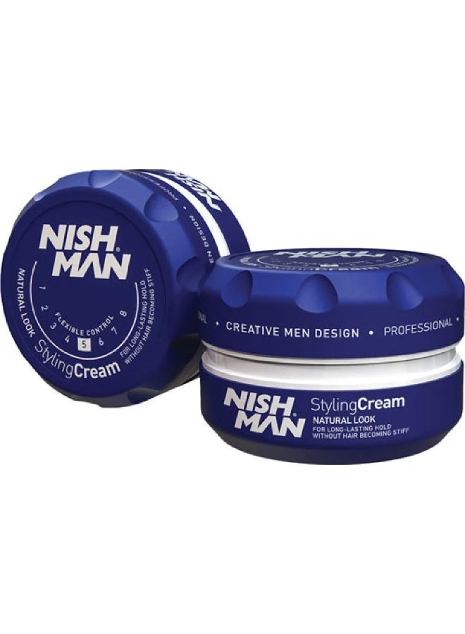 NISHMAN Styling Cream No.5 – Natural Matte Finish Hair Styling Cream with Flexible Long-Lasting Hold for Men | Lightweight Formula | Professional Hair Styling Cream 150ml