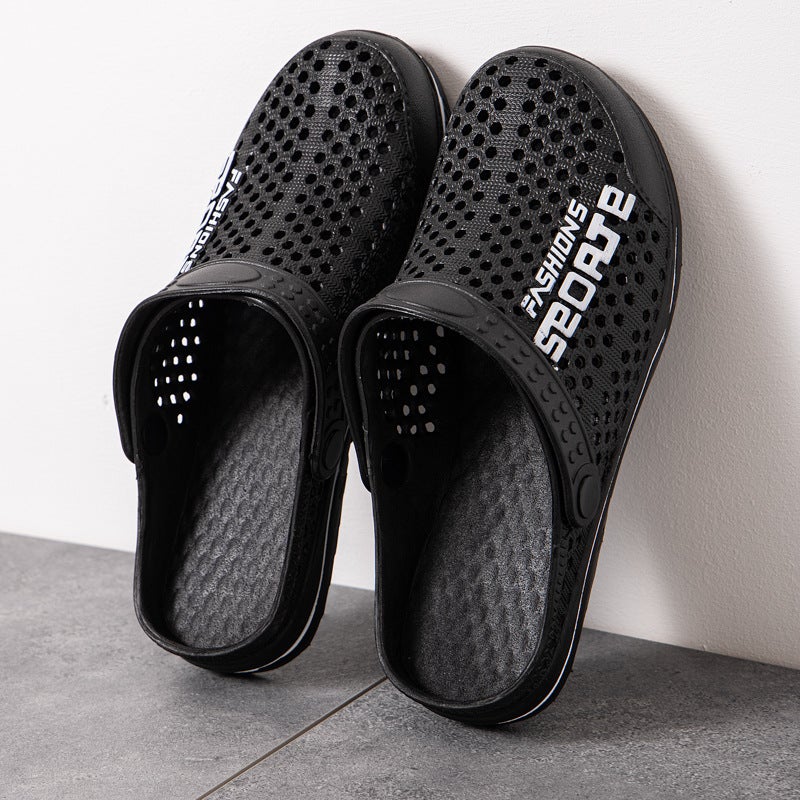 Mens Summer Breathable Clogs Soft Non-slip Thick Sole Sandals black
