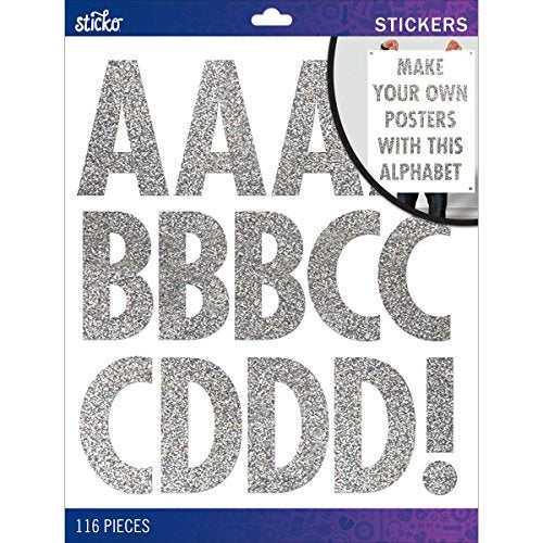Sticko Alphabet Stickers, Regular X-Large, Silver Glitter Futura - Image 4