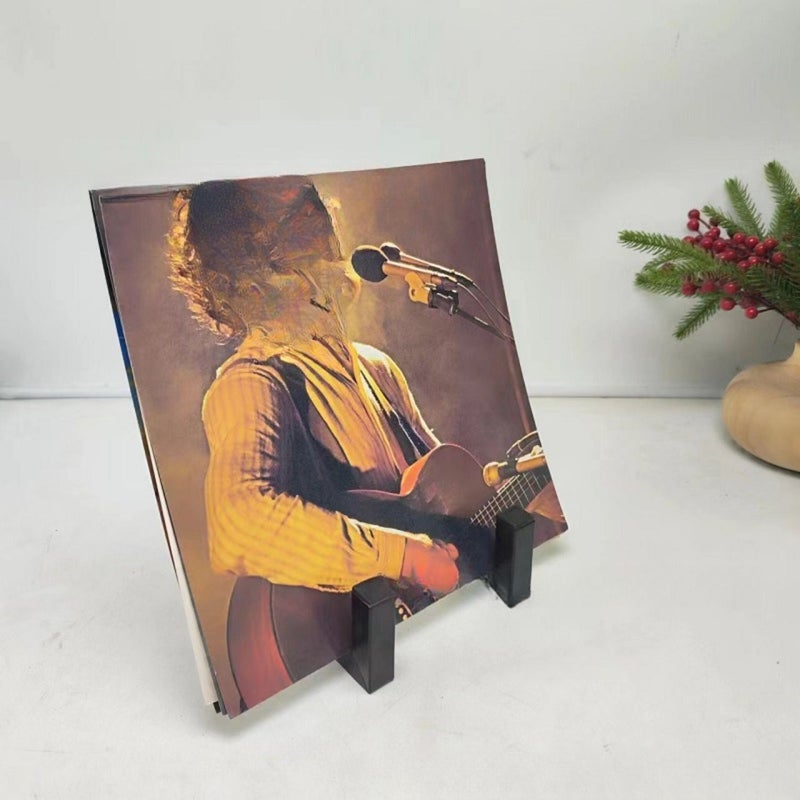 Black Metal Vinyl Record Storage Tabletop Stand Retro Minimal Display Holder 2pcs - Image 3