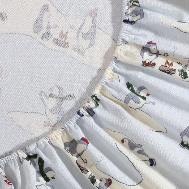 Eddie Bauer - Twin Sheets, Cotton Flannel Bedding Set, Brushed For Extra Softness, Cozy Home Decor (Skating Penguin, Twin) - Image 2