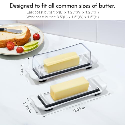IKOCO Butter Dish, IKOCO Airtight Butter Dish with Lid for Countertop and Refrigerator, Dishwasher Safe Butter Holder Container for Eastern and Western Butter, White - Image 3
