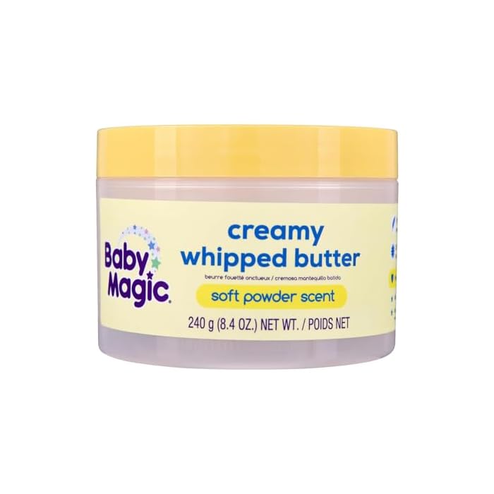 Baby Magic Creamy Whipped Butter, Soft Powder Scent, Helps Keep Skin Feeling Healthy and Baby Soft, Hypoallergenic, 8.4 fl oz.