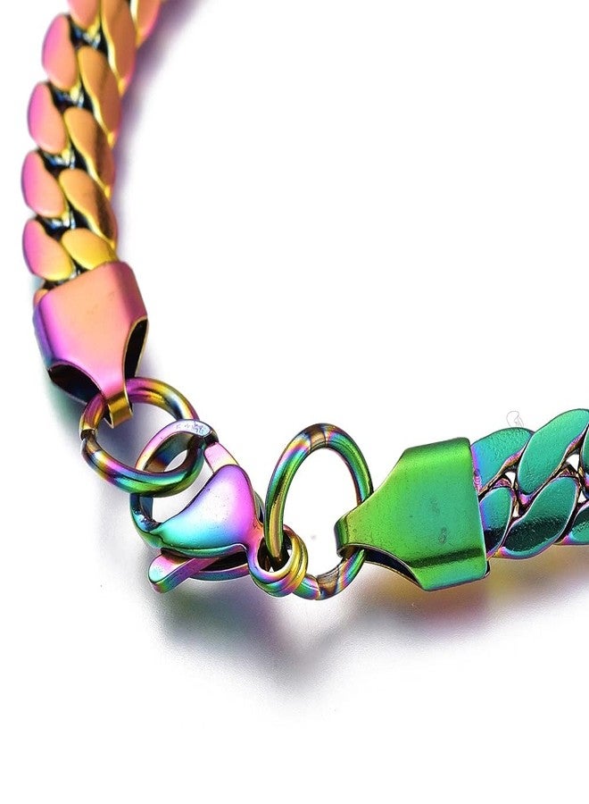LZD Stainless Steel Cuban Bracelet Lobster Multi-color 7" 6.3mm Z199 - Image 2