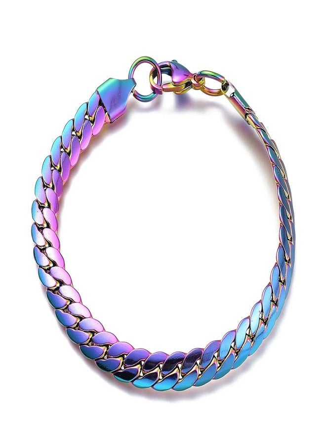 LZD Stainless Steel Cuban Bracelet Lobster Multi-color 7" 6.3mm Z199 - Image 1