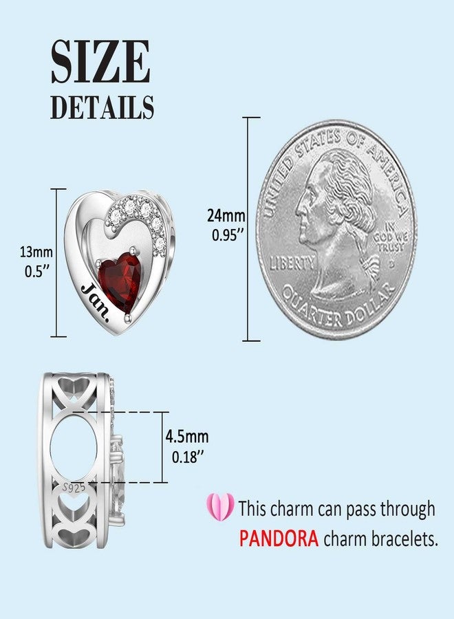 SEVENWELL Heart Birthstone Charms Fit Pandora Bracelets Birth Month Flower Charm Jewelry Birthday For Women - Image 4