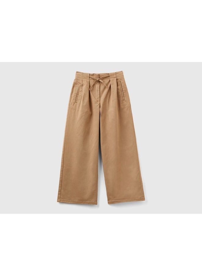 UNITED COLORS OF BENETTON Wide Fit Trousers In Stretch Cotton