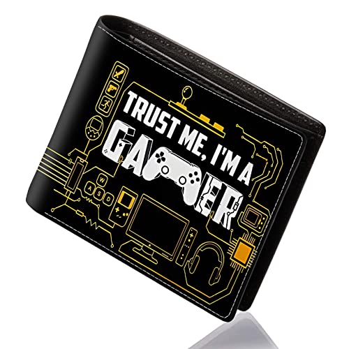 FRMARCH Teen Boys Wallet - Cool Wallet for Boys Game Design Slim Thin PU Leather Bifold Rfid Blocking Zipper Black Men Boy Purse with Credit ID Card Cash Holder Coin Pocket ID Window - Image 1