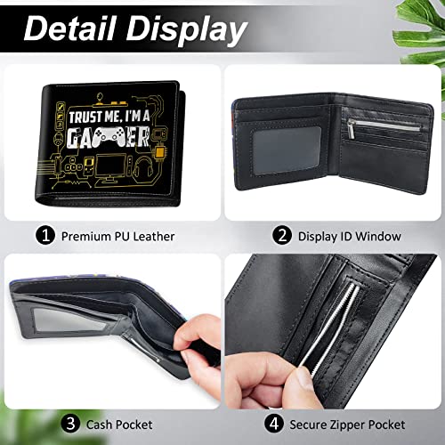 FRMARCH Teen Boys Wallet - Cool Wallet for Boys Game Design Slim Thin PU Leather Bifold Rfid Blocking Zipper Black Men Boy Purse with Credit ID Card Cash Holder Coin Pocket ID Window - Image 3