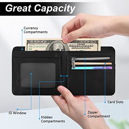 FRMARCH Teen Boys Wallet - Cool Wallet for Boys Game Design Slim Thin PU Leather Bifold Rfid Blocking Zipper Black Men Boy Purse with Credit ID Card Cash Holder Coin Pocket ID Window - Image 2