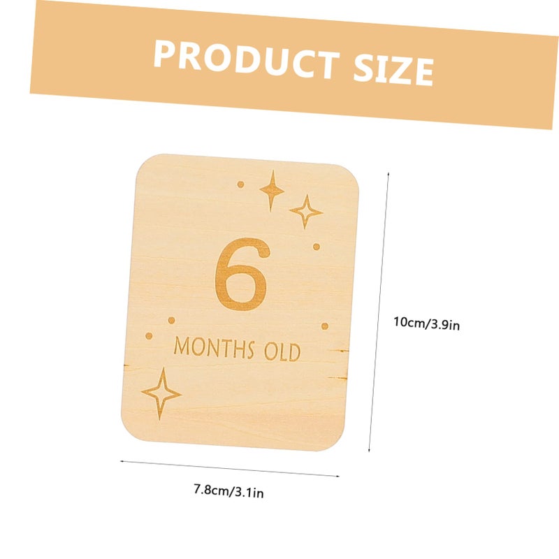 Wooden Milestone Cards For Newborns 12Pcs Monthly Growth Photo Props Baby Memory Keepsakes - Image 3