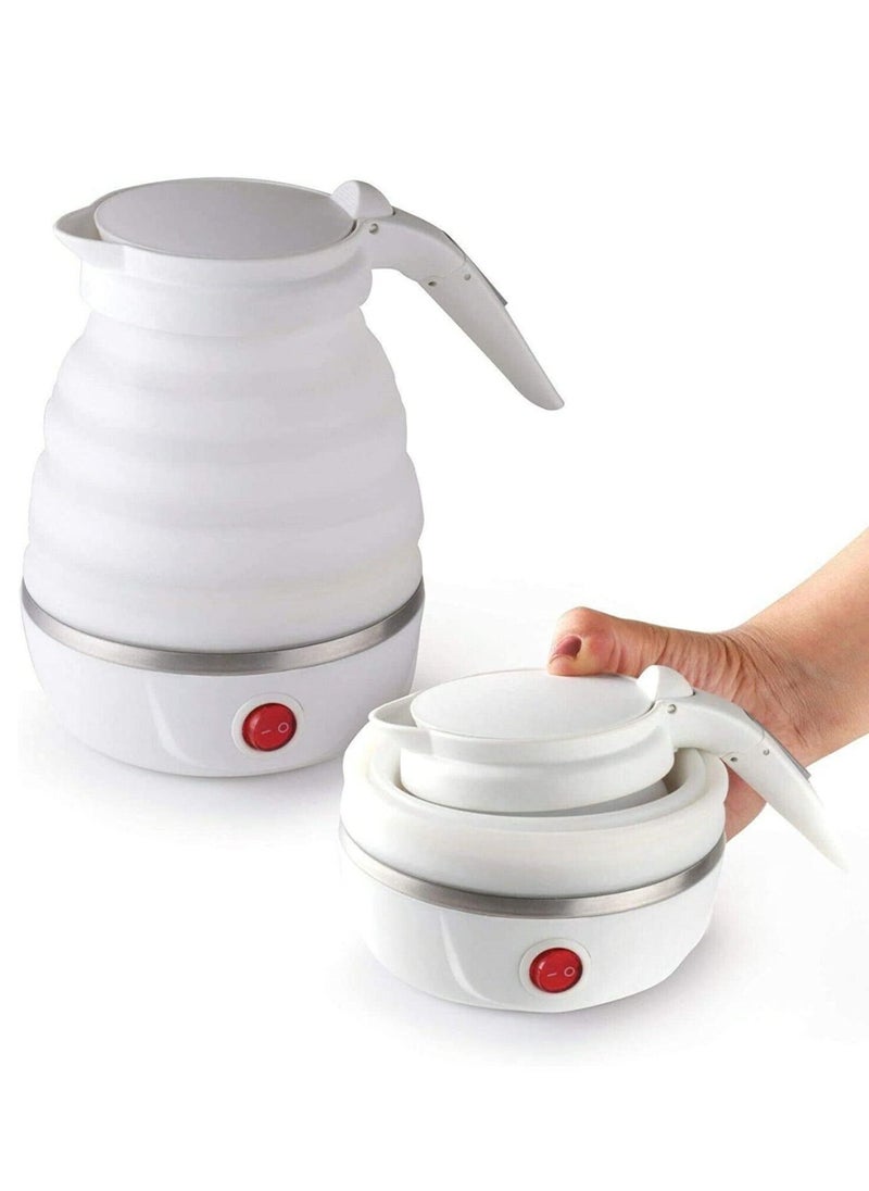 Silicone Travel Foldable Water Heater Jug Collapsible Mini Portable Electric Kettle White - Image 1
