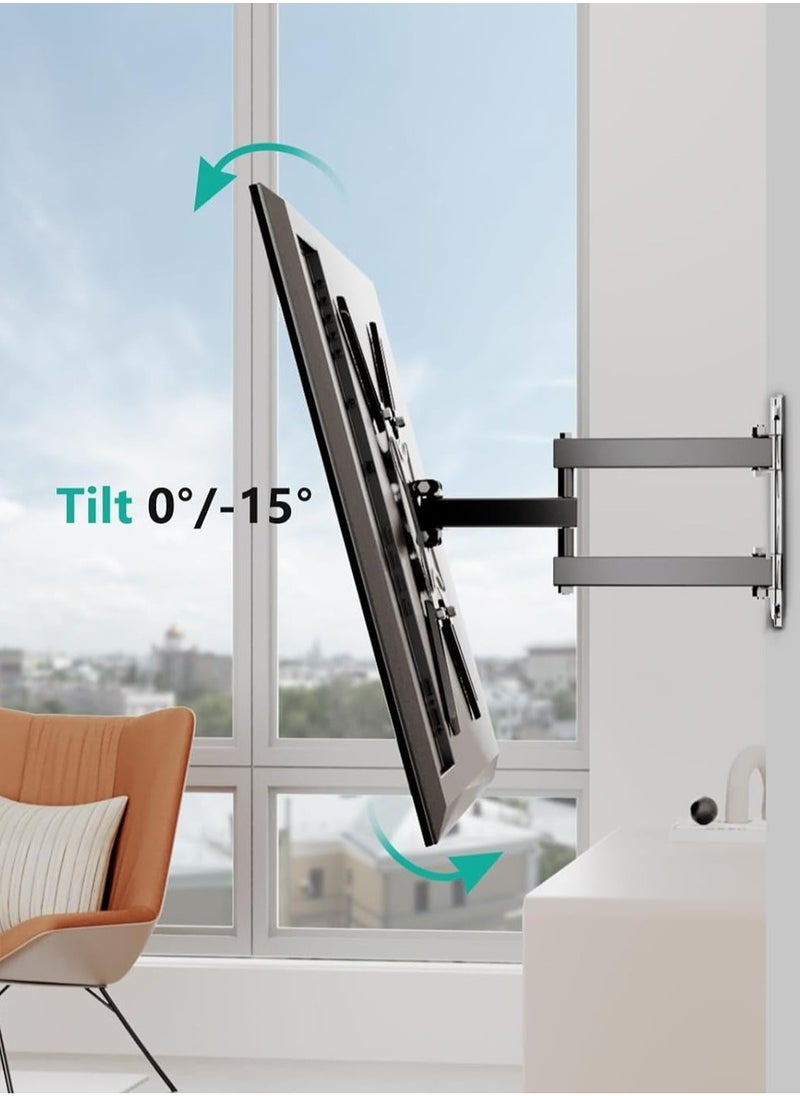 "Full Motion TV Wall Mount for 26''-55'' LED Flat Panel Screens – VESA 400x400mm, Supports Up to 55lbs, Perfect Center Design"