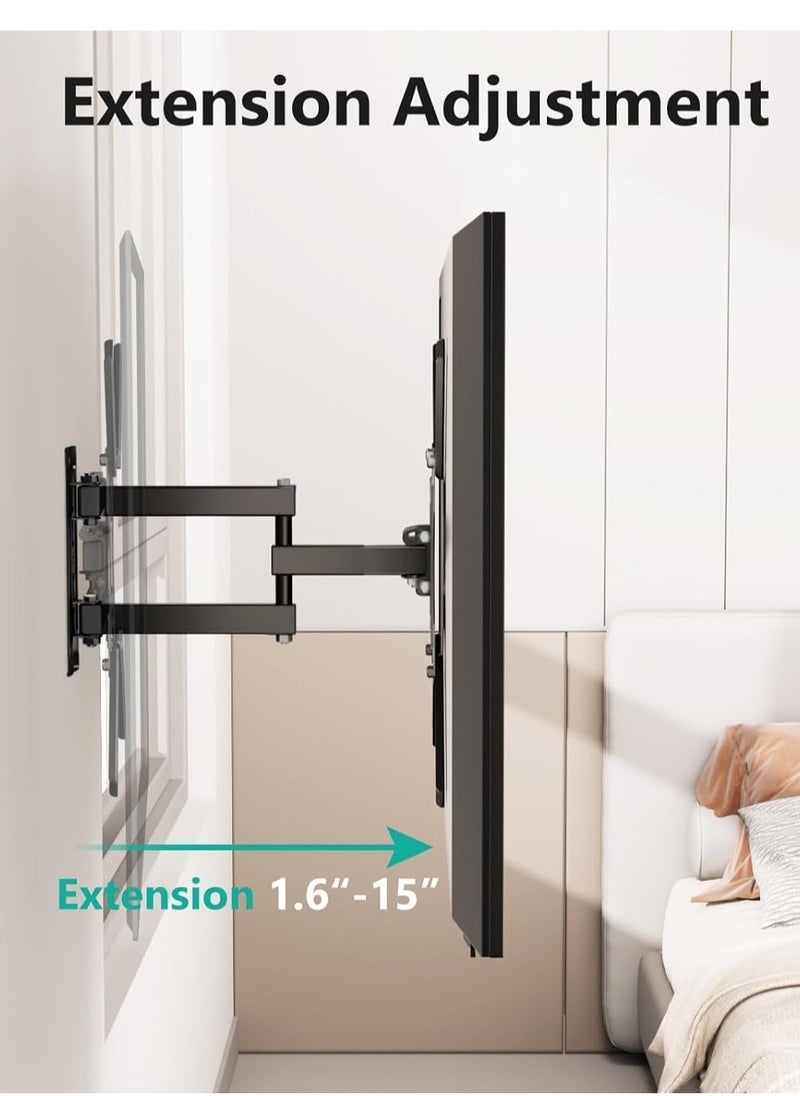 "Full Motion TV Wall Mount for 26''-55'' LED Flat Panel Screens – VESA 400x400mm, Supports Up to 55lbs, Perfect Center Design"