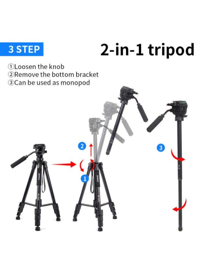 Jmary Aluminum Travel Tripod with 360° Panoramic Head & Quick Release Plate - 1.65 cm - Image 3