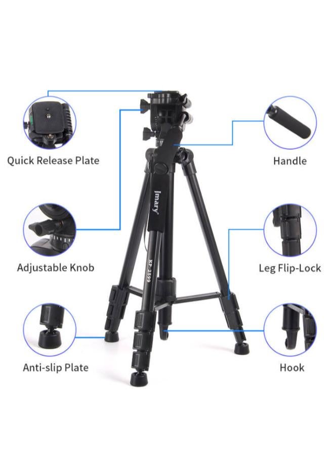 Jmary Aluminum Travel Tripod with 360° Panoramic Head & Quick Release Plate - 1.65 cm - Image 2