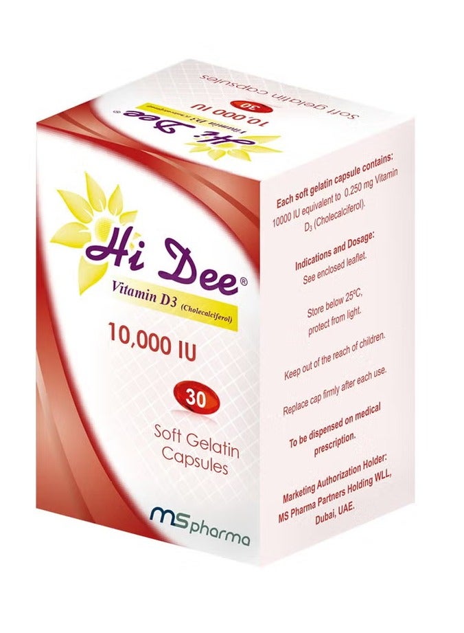 ms pharma Hi Dee Vitamin D3 10000 IU Soft Gelatin Capsules 30's - Image 1