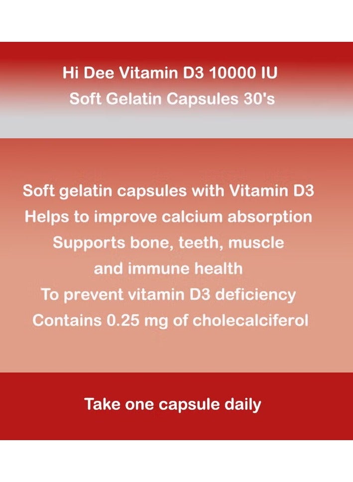 ms pharma Hi Dee Vitamin D3 10000 IU Soft Gelatin Capsules 30's - Image 3