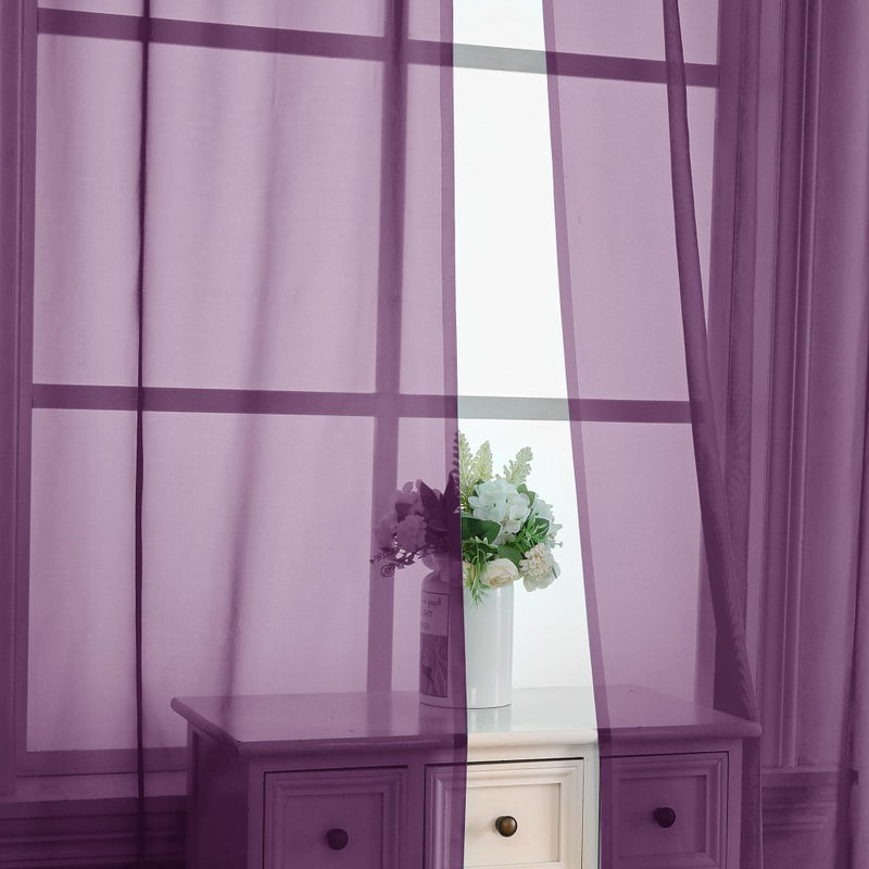 OVZME Plum Sheer Curtains 84 Inches Long 2 Panels - Soft Light Filtering Window Sheer Panels for Living Room/Bedroom  Top Dual Rod Pocket  1 Pair  Each 42Wx84L Inches - Image 5