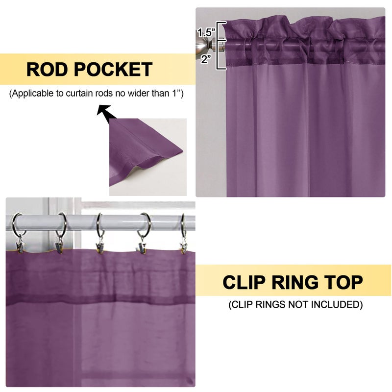 OVZME Plum Sheer Curtains 84 Inches Long 2 Panels - Soft Light Filtering Window Sheer Panels for Living Room/Bedroom  Top Dual Rod Pocket  1 Pair  Each 42Wx84L Inches - Image 2