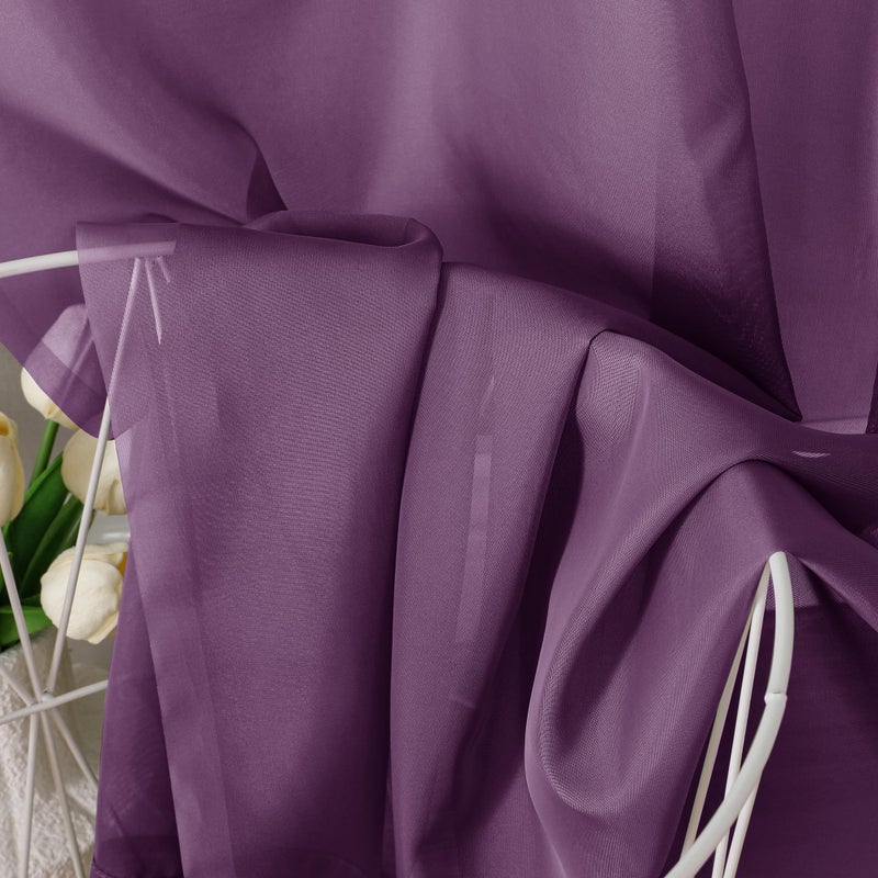 OVZME Plum Sheer Curtains 84 Inches Long 2 Panels - Soft Light Filtering Window Sheer Panels for Living Room/Bedroom  Top Dual Rod Pocket  1 Pair  Each 42Wx84L Inches - Image 3