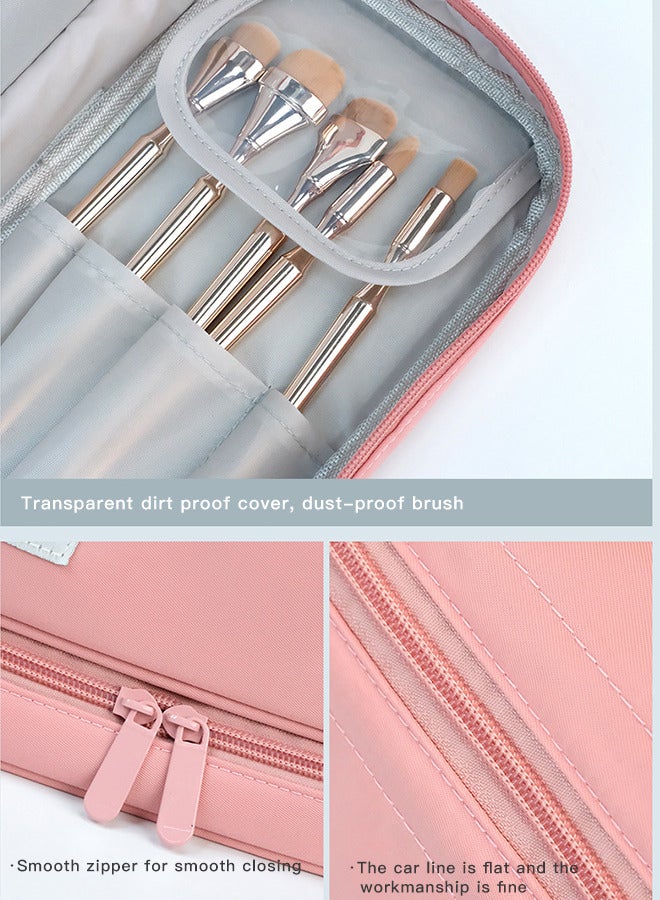 شاربدو حقيبة مصححة محمولة، حقيبة مكياج كبيرة مضادة للماء مع مفتاح وحزمة مقسمة، حقيبة غسيل الأشخاص المنقولة بوشات - Image 3