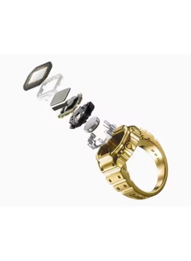 CASIO ساعة حلقة CRW‑001G‑9JR، 19.5 مم قرص أسود، فولاذ مقاوم للصدأ ذهبي، شاشة LCD رقمية 7 قطع، مقاومة للماء حتى 30 م - Image 3