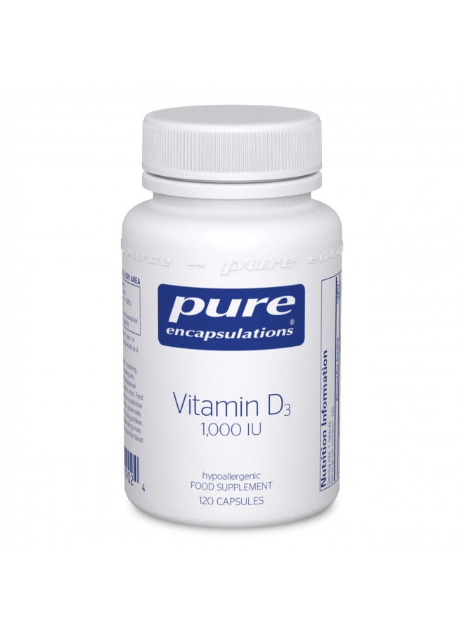 Pure Encapsulations Vitamin D3 25 mcg (1,000 IU) | Supplement to Support Bone, Joint, Heart, Colon and Immune Health* | 120 Capsules