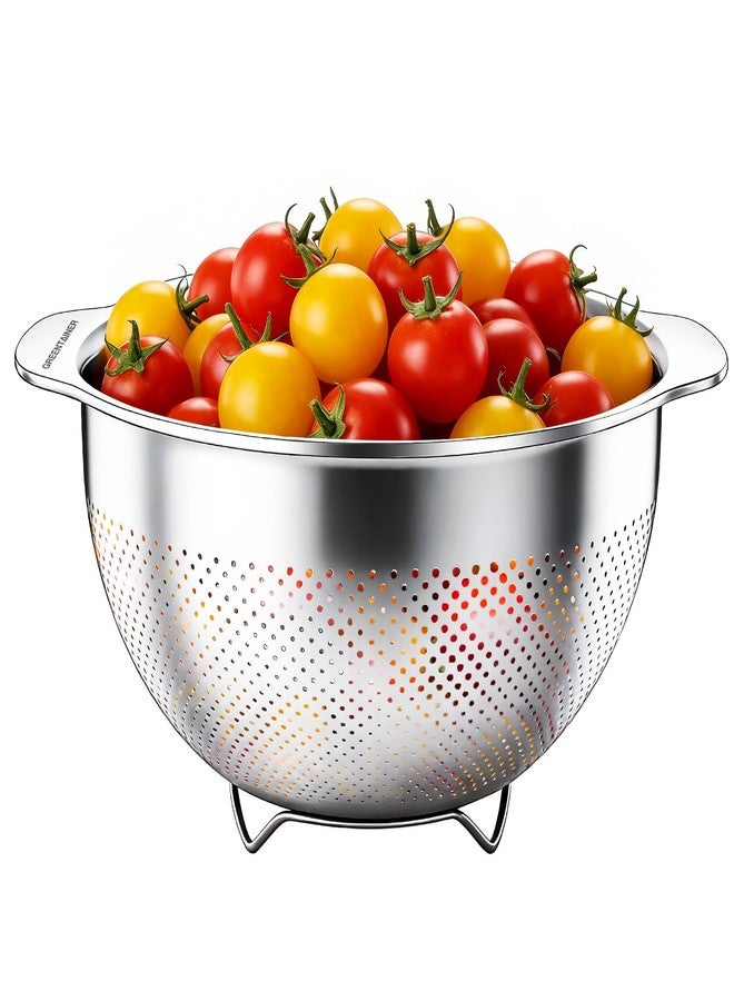Greentainer Stainless Steel Colander with Handles - 3.5 QT Pasta Strainer for Kitchen Food Basket for Vegetables Fruits, Nesting Stainless Steel Strainer and Sieve, Dishwasher Safe - Image 1