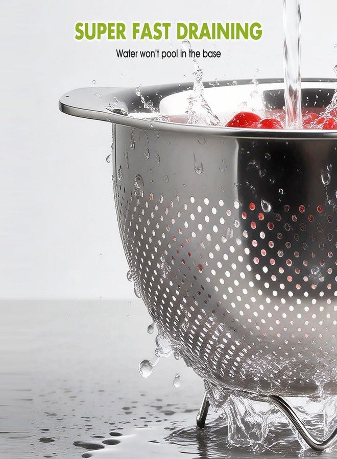 Greentainer Stainless Steel Colander with Handles - 3.5 QT Pasta Strainer for Kitchen Food Basket for Vegetables Fruits, Nesting Stainless Steel Strainer and Sieve, Dishwasher Safe - Image 3