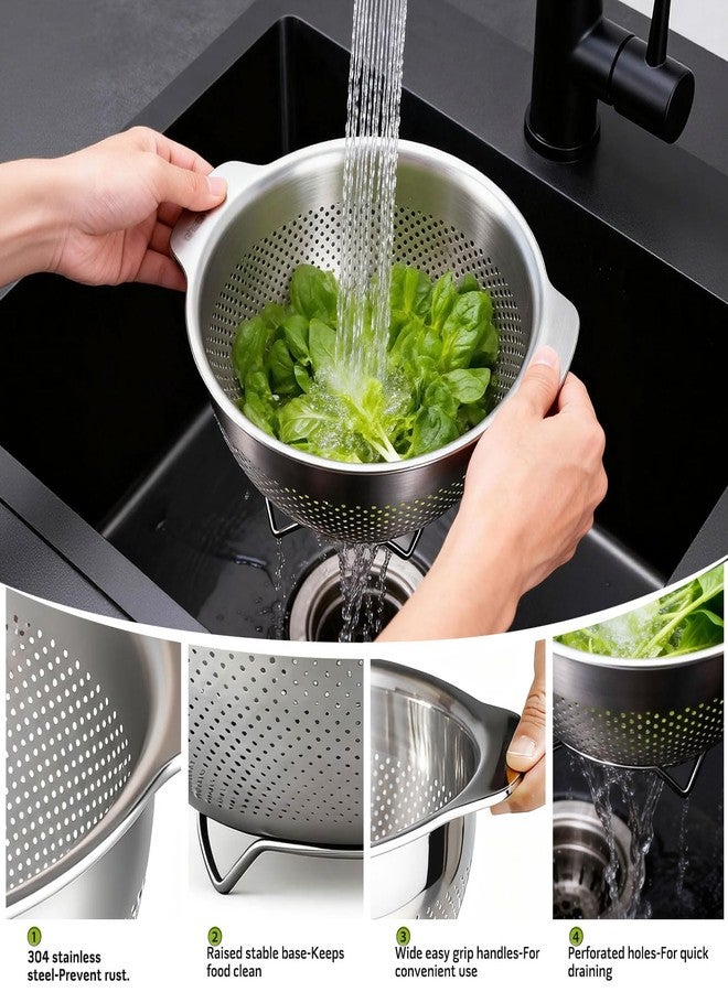Greentainer Stainless Steel Colander with Handles - 3.5 QT Pasta Strainer for Kitchen Food Basket for Vegetables Fruits, Nesting Stainless Steel Strainer and Sieve, Dishwasher Safe - Image 5