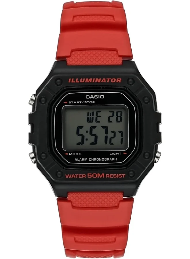CASIO Men's Casio Men's Watch - W-218H-4BVDF Black/Grey Dial, Red Band